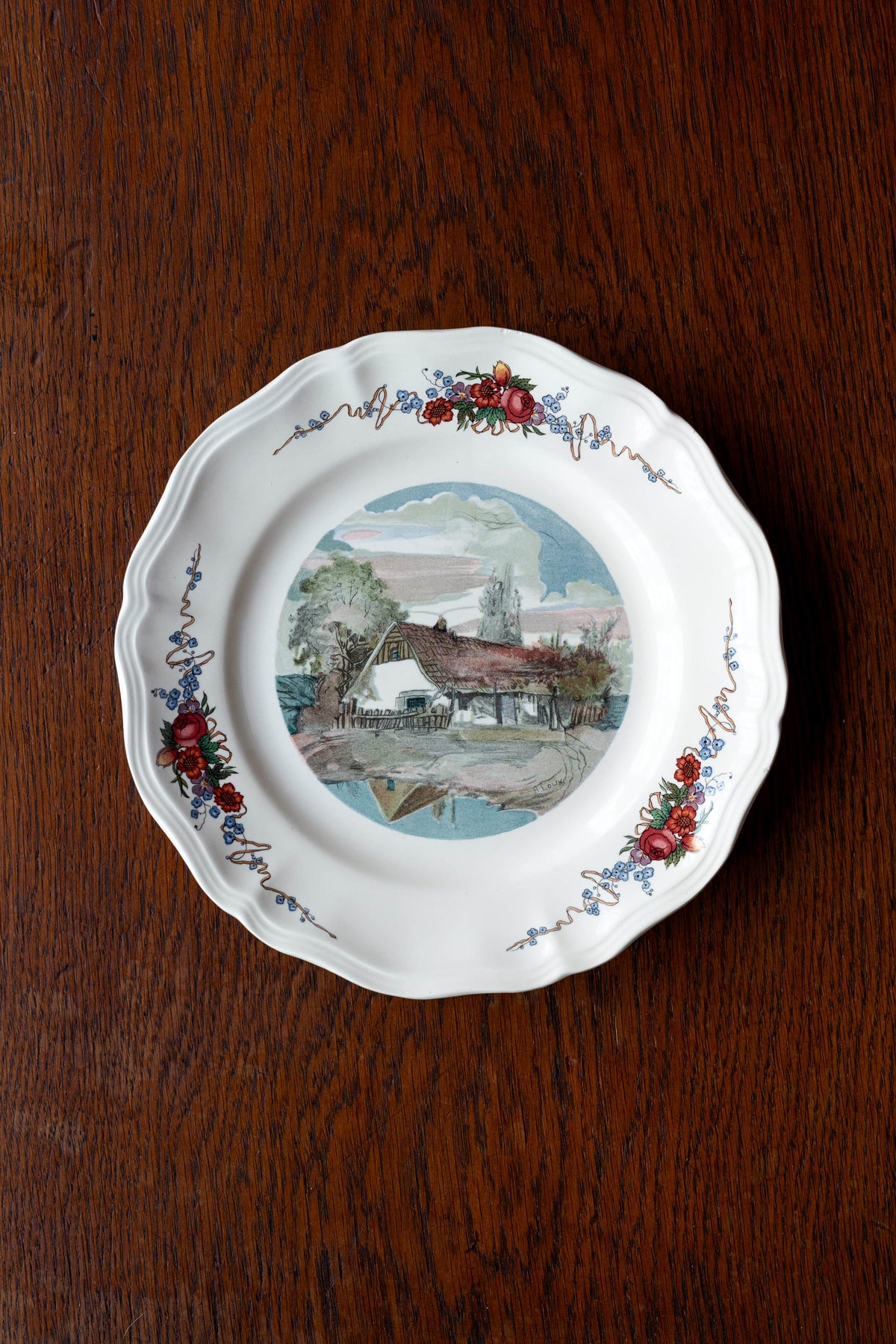 Assiette Obernai — « La grange au bord de l'eau » — Henri Loux