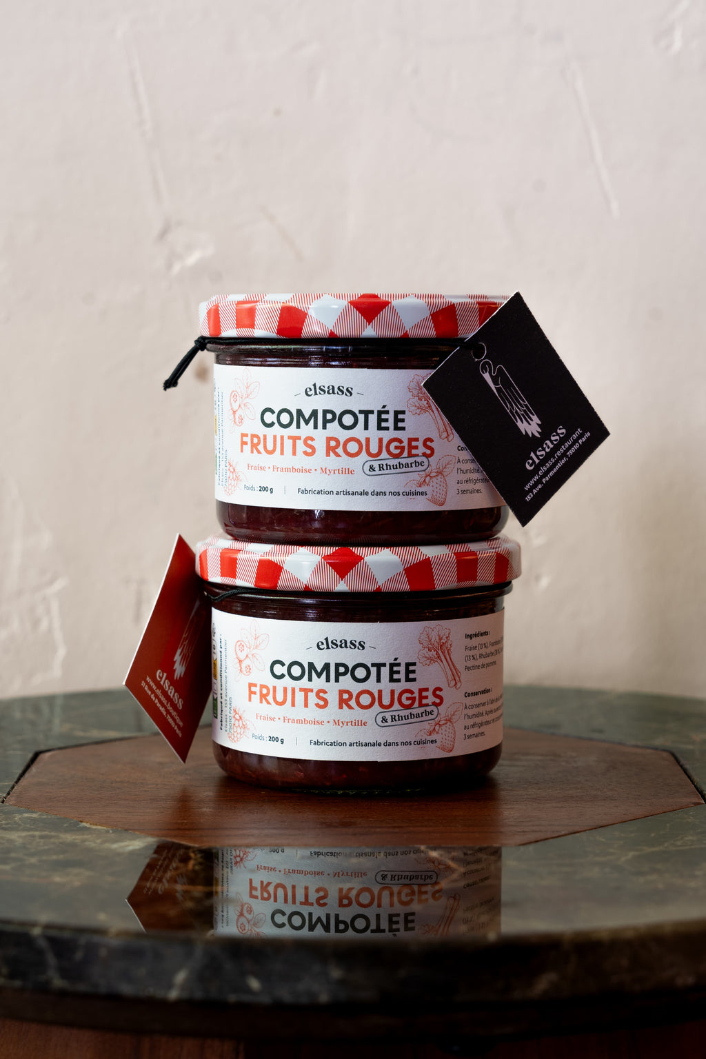 Compotée de fruits rouges - Fraise, framboises, myrtilles & rhubarbe