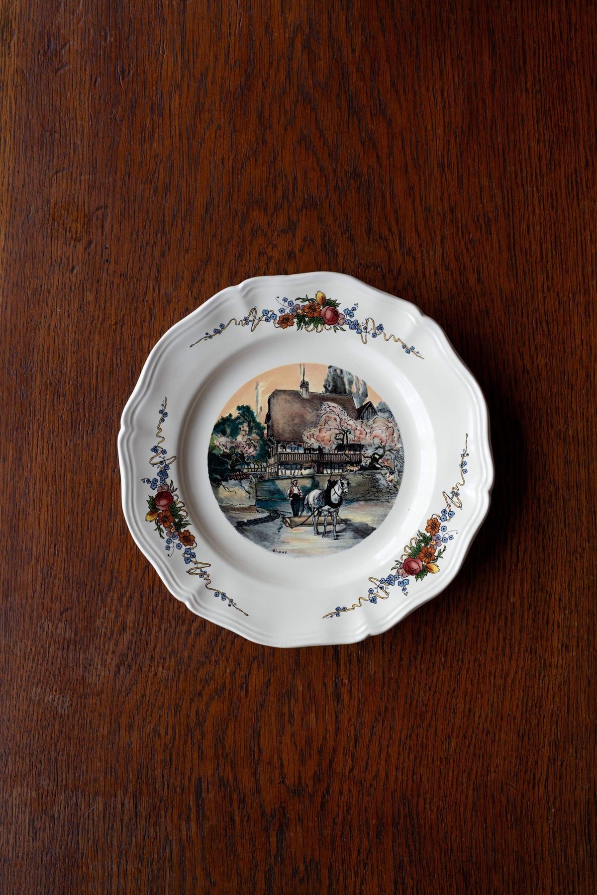 Assiette Obernai — « Le paysan et son cheval » — Henri Loux