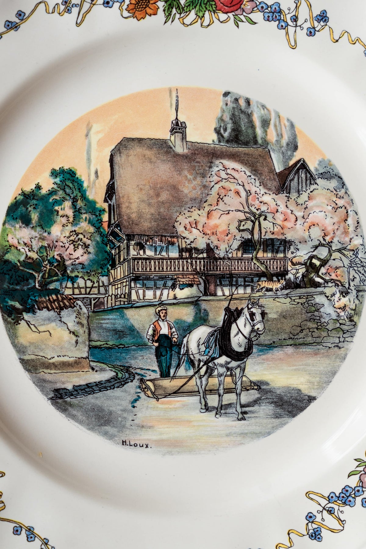 Assiette Obernai — « Le paysan et son cheval » — Henri Loux
