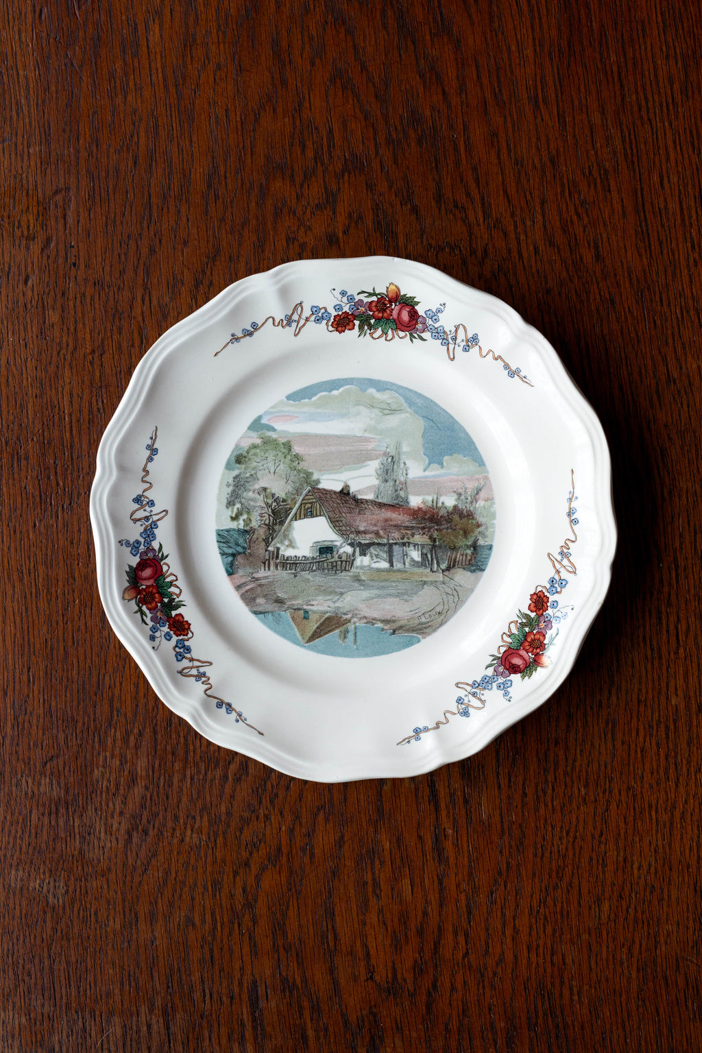 Assiette Obernai — « La grange au bord de l'eau » — Henri Loux