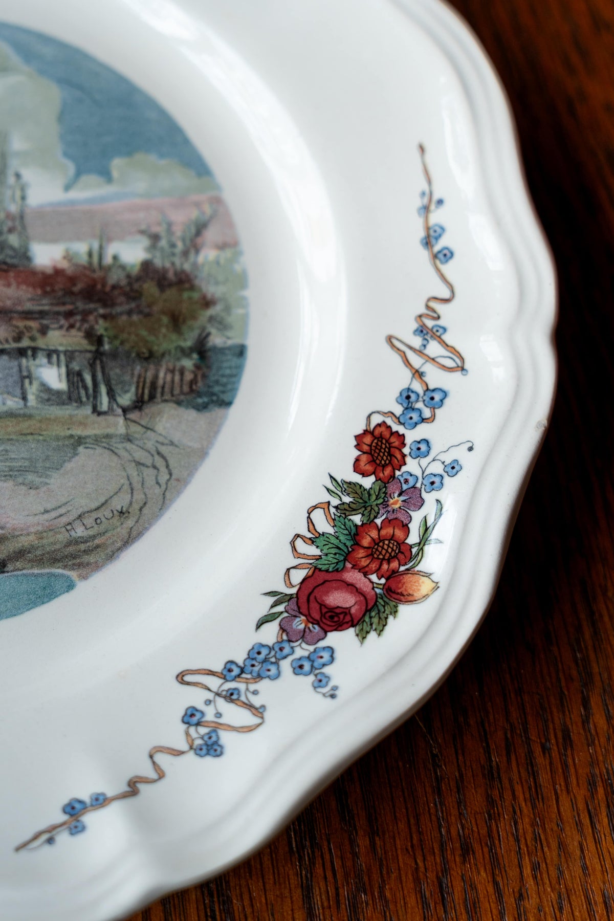 Assiette Obernai — « La grange au bord de l'eau » — Henri Loux