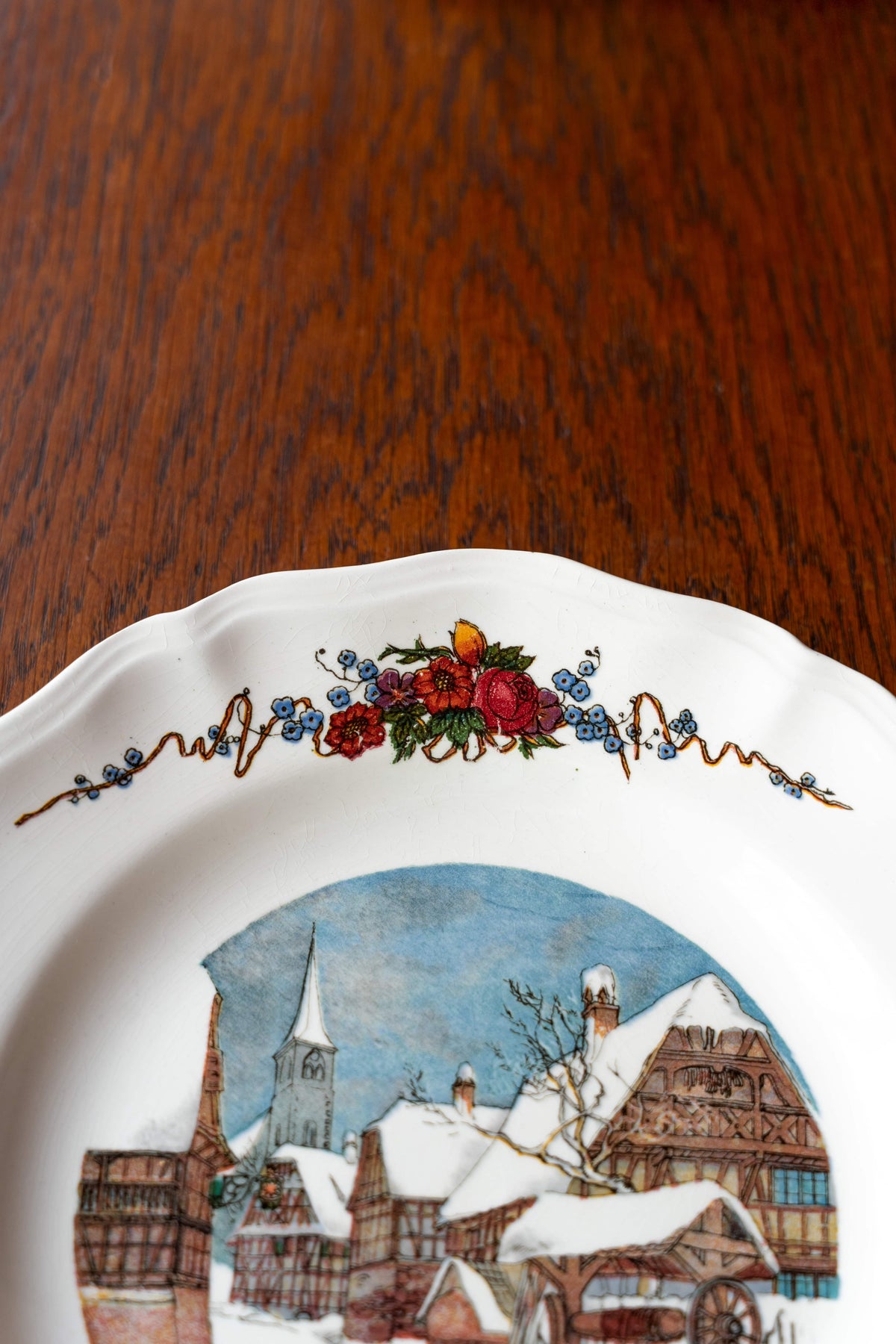 Assiette Obernai — « Le village sous la neige » — Henri Loux